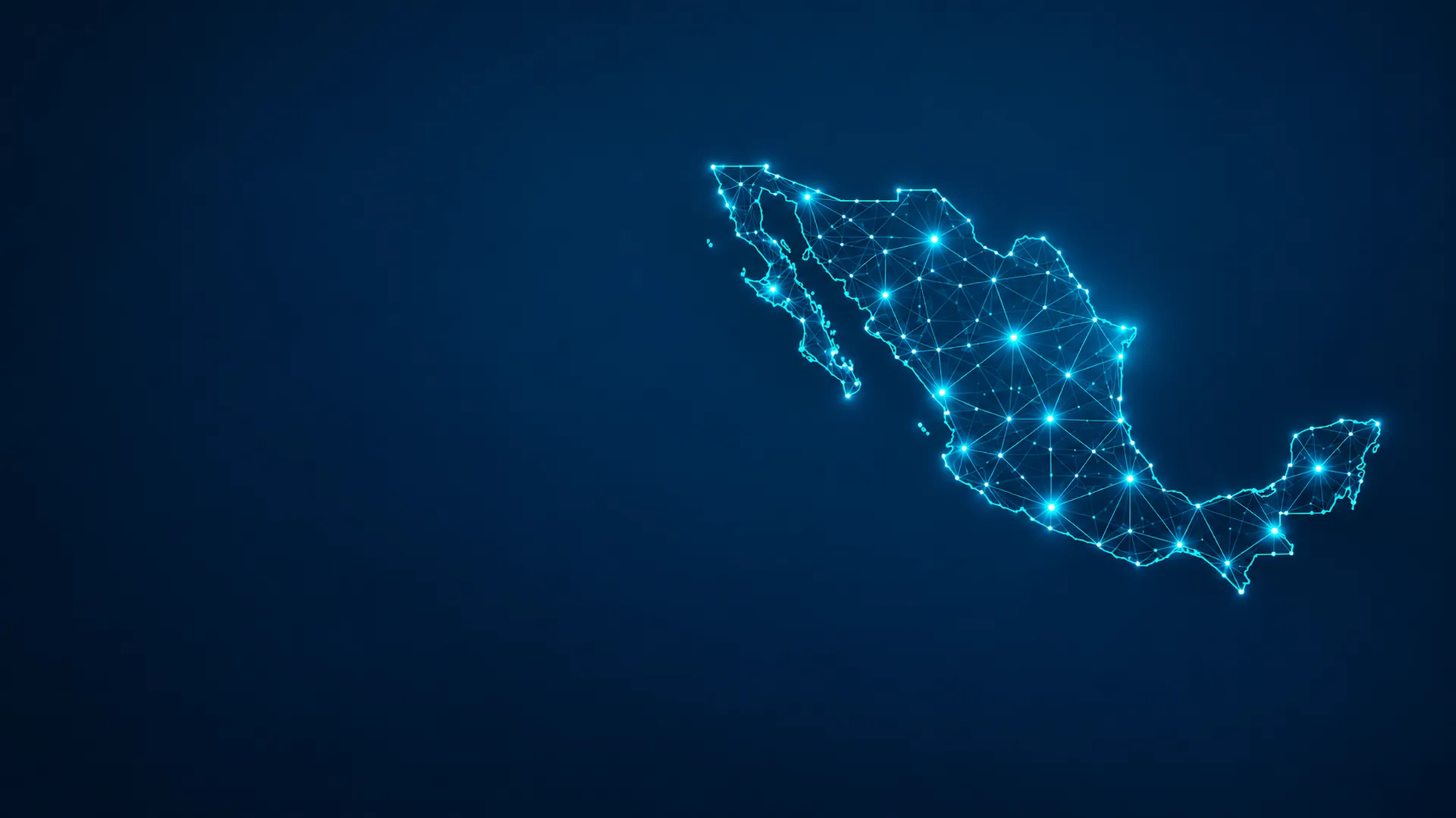 Mapa de México trazado como una red de puntos conectados.
